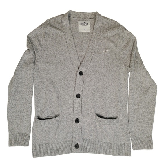 Hollister Other - Hollister Mens Heather Gray Button Front Cardigan Sweater Logo Size M